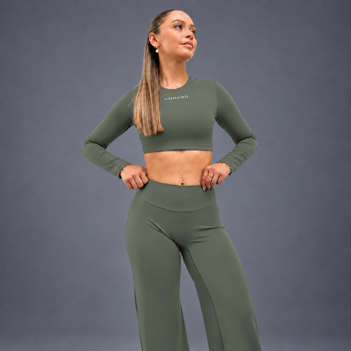 FLUX Long Sleeve & Flared Leggings Set - Matcha Green