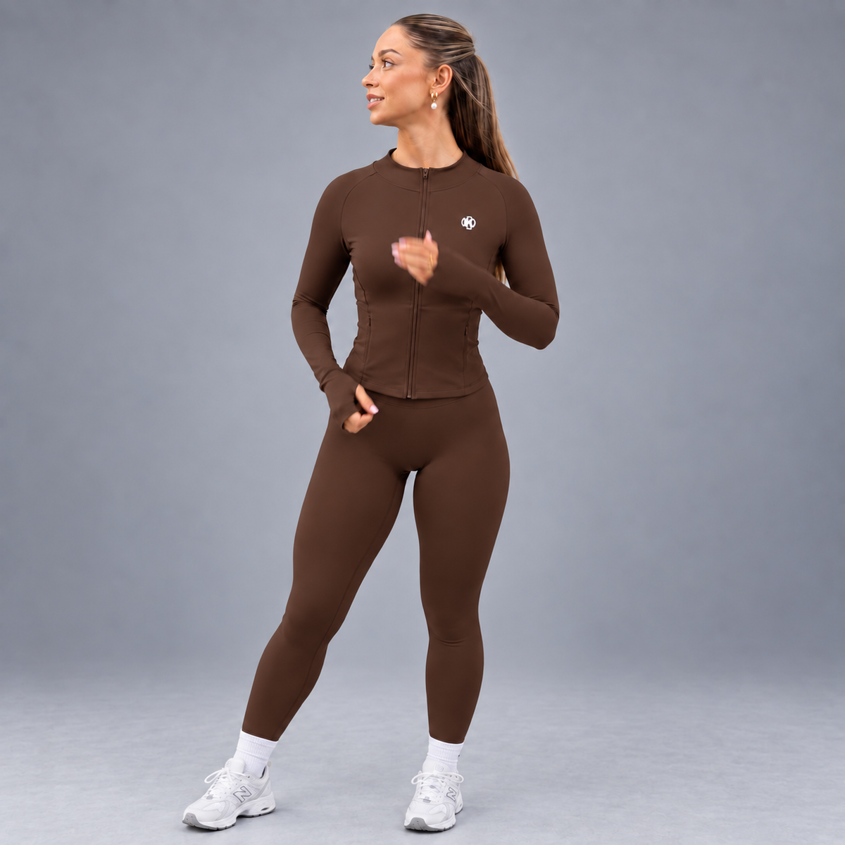 FLUX Zip Jacket & Leggings Set - Mocha Brown