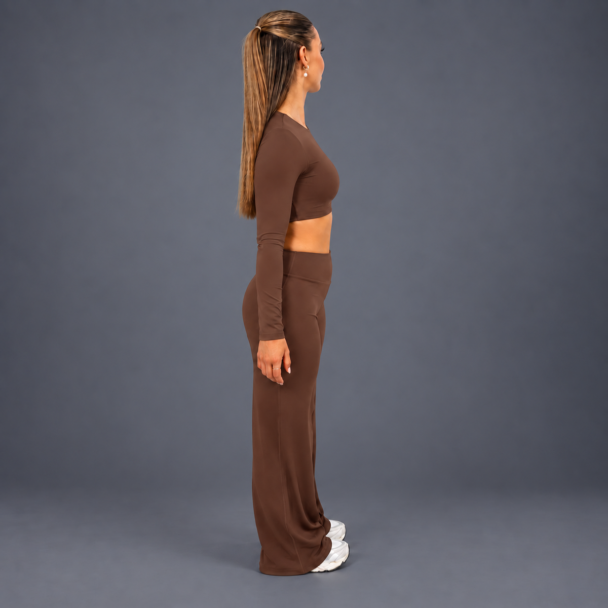 FLUX Long Sleeve & Flared Leggings Set - Mocha Brown