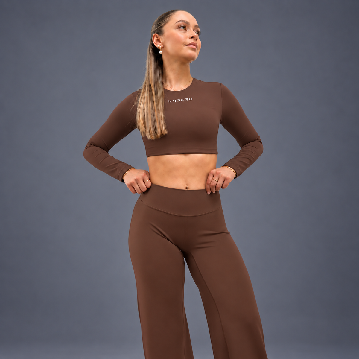 FLUX Long Sleeve & Flared Leggings Set - Mocha Brown