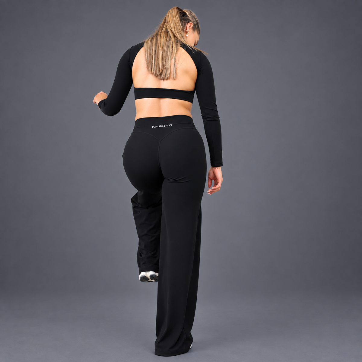 FLUX Long Sleeve & Flared Leggings Set - Onyx Black