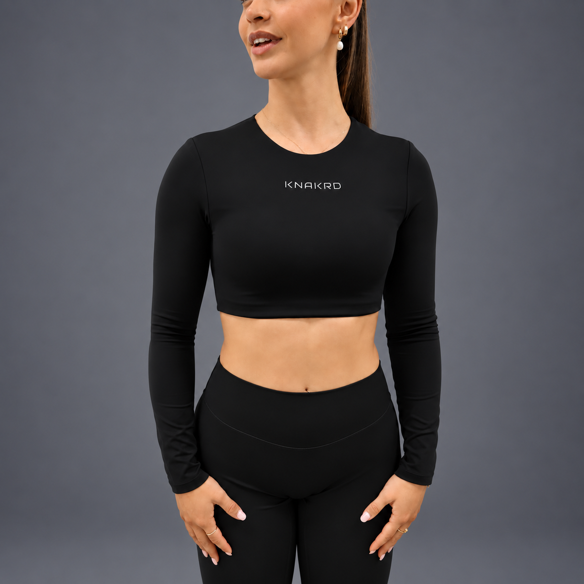 FLUX Long Sleeve & Flared Leggings Set - Onyx Black