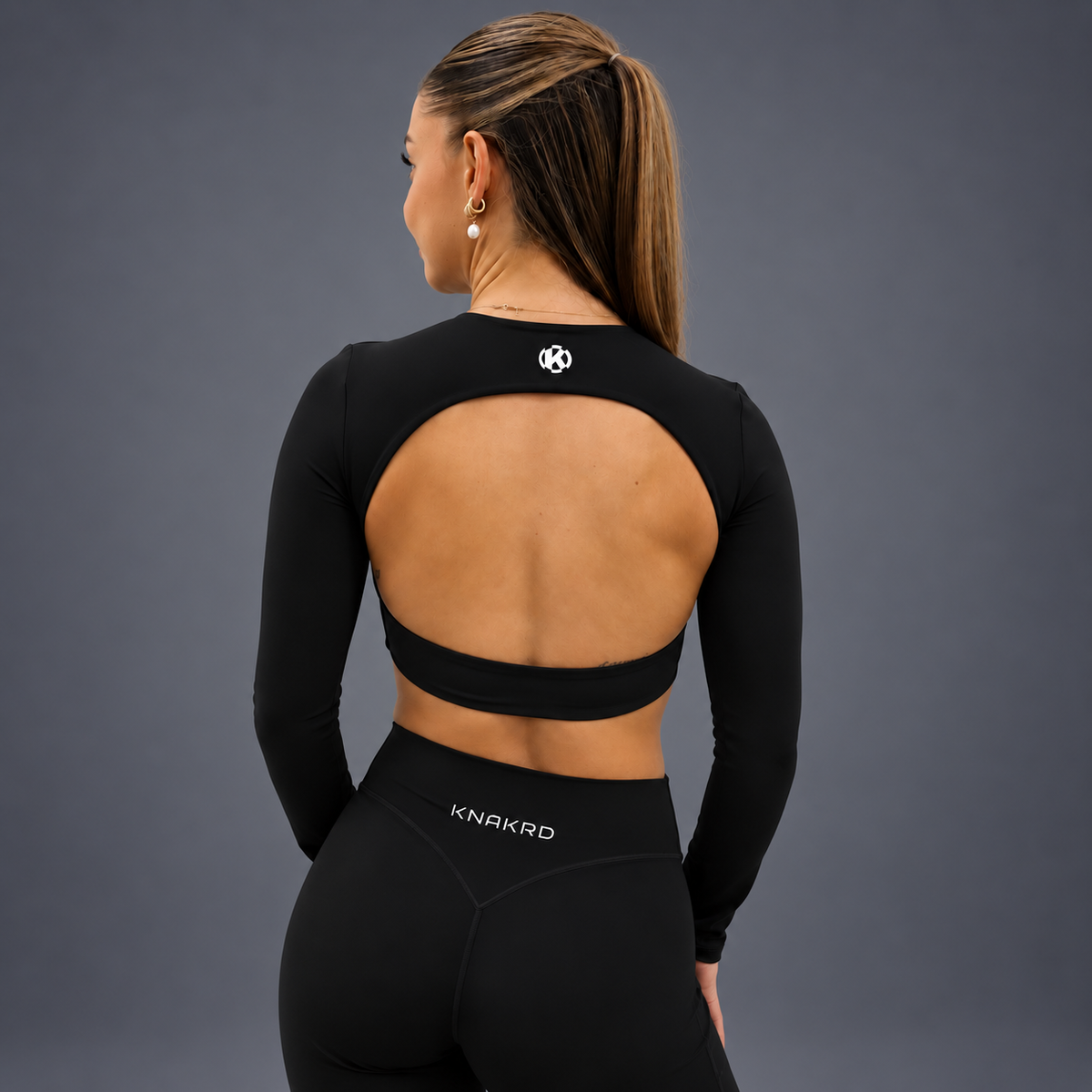 FLUX Long Sleeve & Flared Leggings Set - Onyx Black
