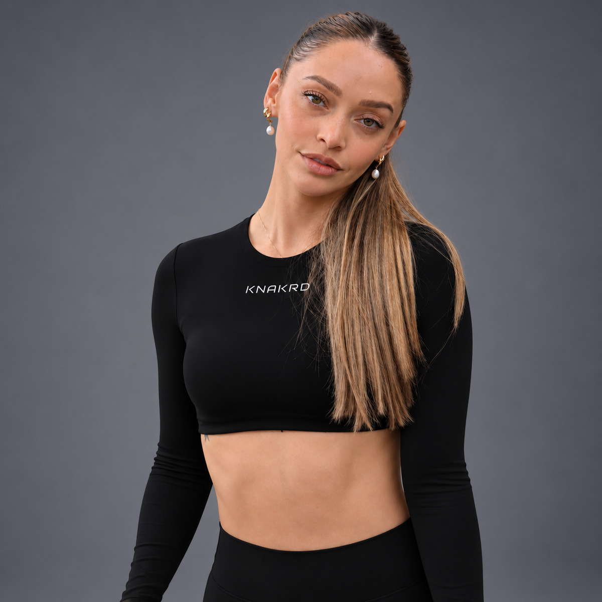 FLUX Long Sleeve & Flared Leggings Set - Onyx Black