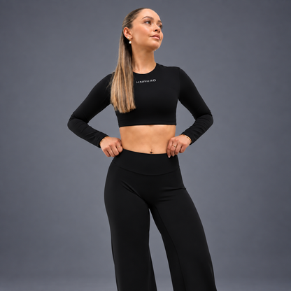 FLUX Long Sleeve & Flared Leggings Set - Onyx Black