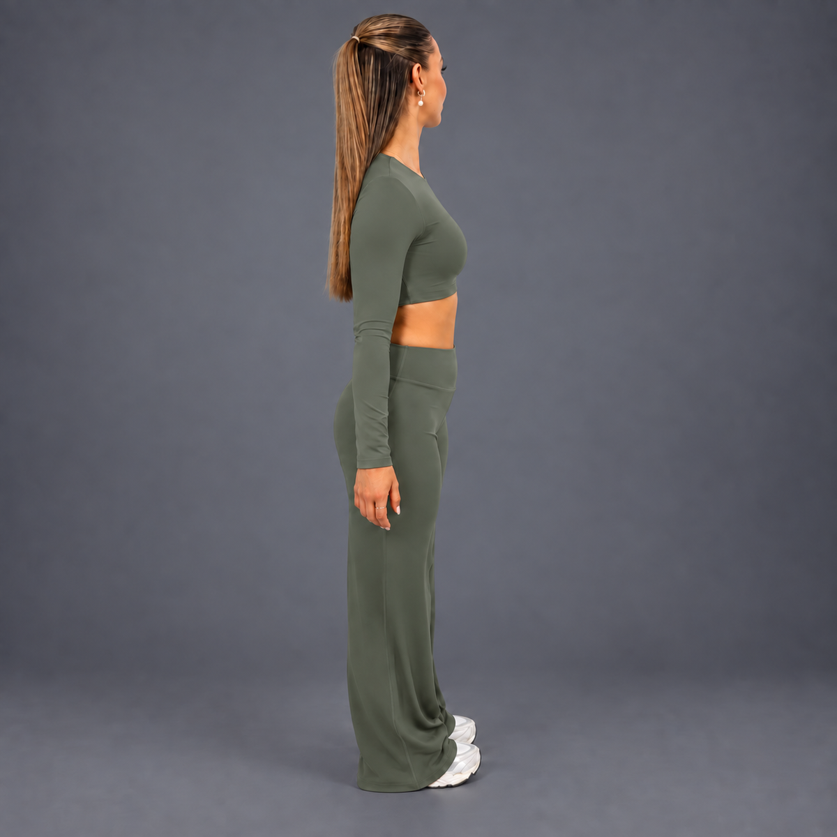 FLUX Long Sleeve & Flared Leggings Set - Matcha Green
