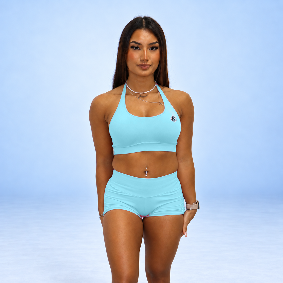 SYNQ Bra + Sculpt Shorts Set - Aqua Teal