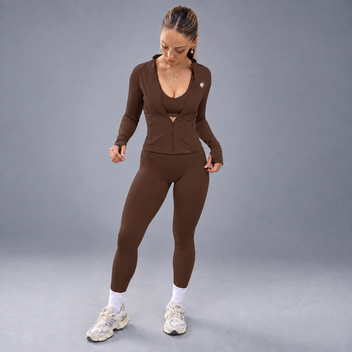 FLUX Zip Jacket & Leggings Set - Mocha Brown
