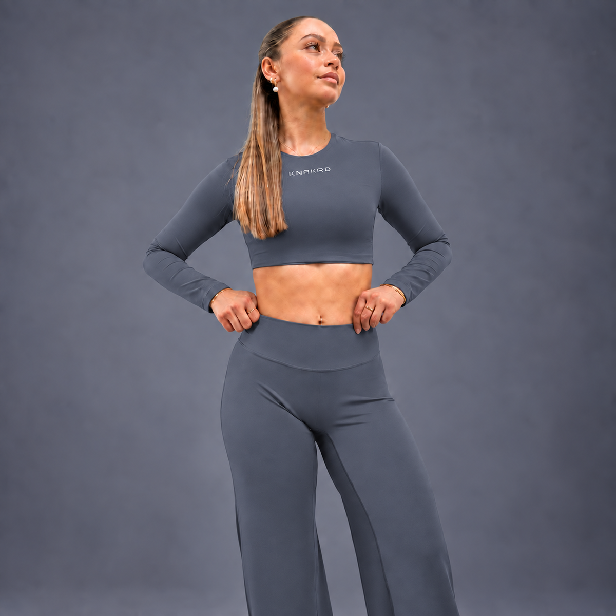 FLUX Long Sleeve & Flared Leggings Set - Drift Grey