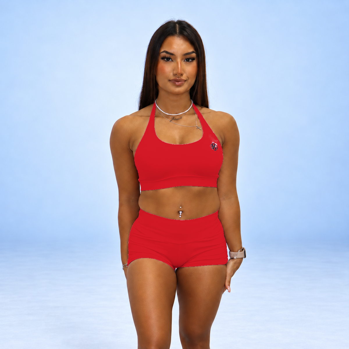 SYNQ Bra + Sculpt Shorts Set - Crimson Red